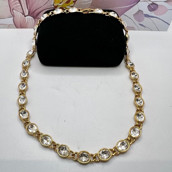 Clear Crystal Cabochon Link Necklace - Picture 1 of 5